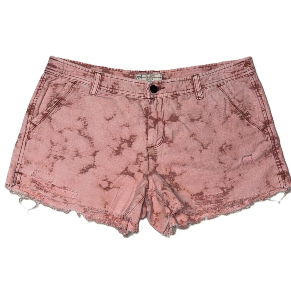 Free People Pink Acid Wash Distressed Shorts Women’s Size 10 Cutoff Raw Hem Boho